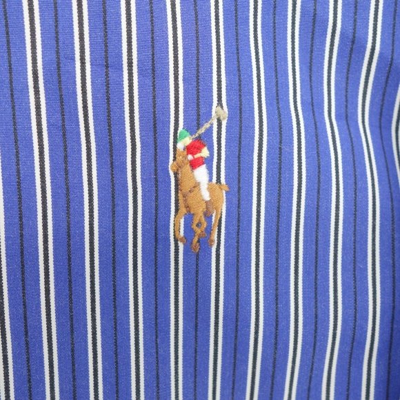 Ralph Lauren Shirt Mens Large Blue Striped Classic Fit Long Sleeve Button Front - Picture 3 of 10
